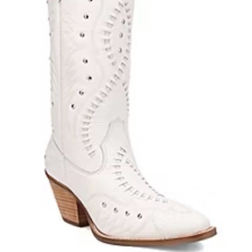 Dingo Womens Pretty 'N Pink Leather Stacked Heel Cowboy Boots